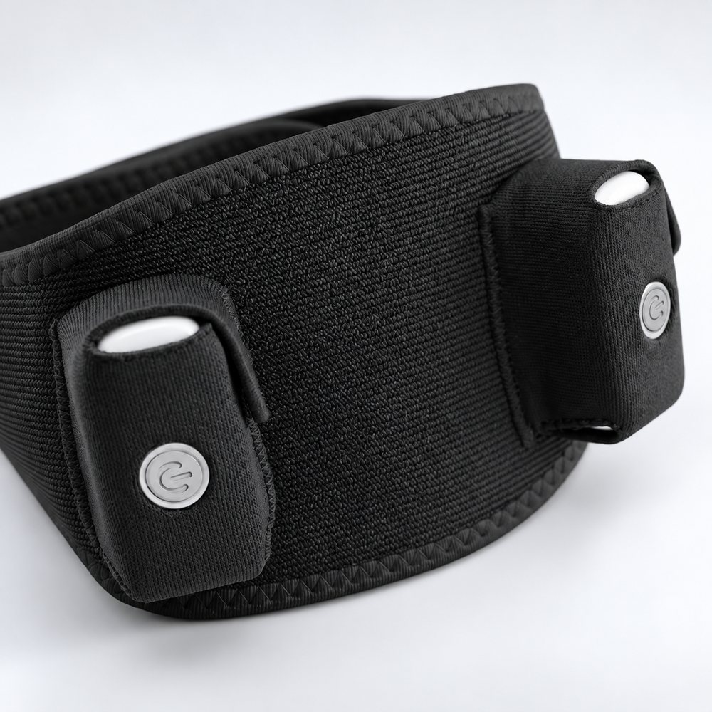 Black elastic band with two unit pockets